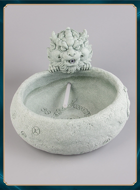 流水摆件国潮装饰鱼缸器办公麒麟中式家居创意精品砂石创意吐财青