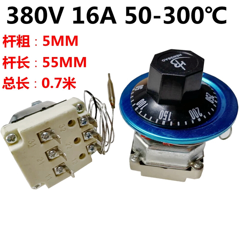 。旋钮温控器 380V 30-110度 50-300度温度控制器三相电温控开关