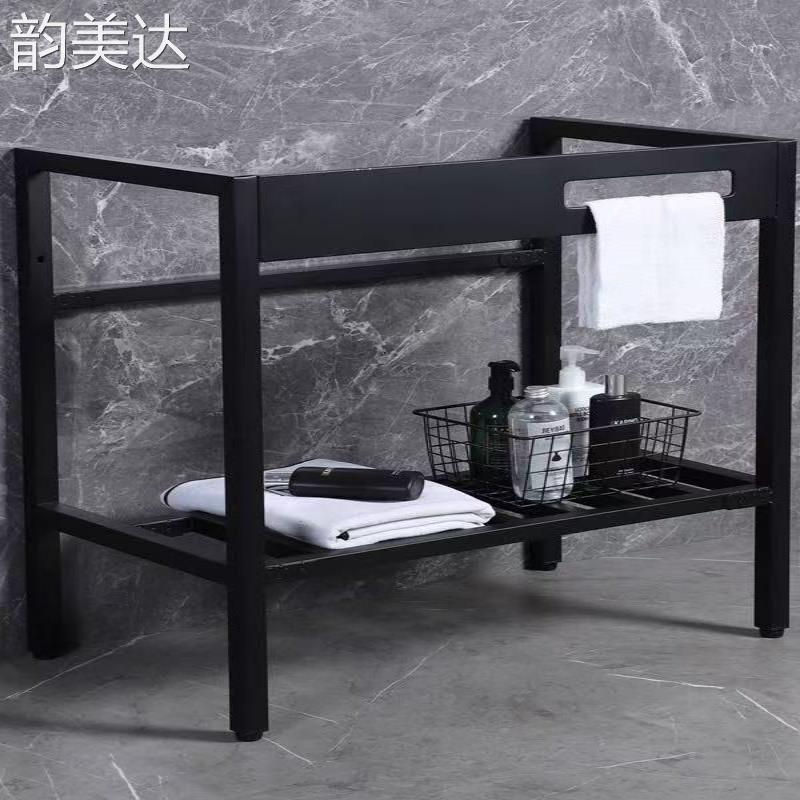 韵美达免打孔落地架加厚加重不锈钢支架高温烤漆防水防潮防晒阳台洗手盆