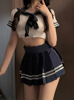 日系性感学院风蝴蝶结水手jk制服纯欲甜美漏肚超短裙套装女夏季