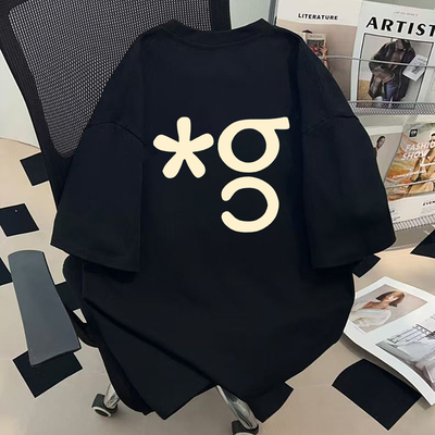 纯棉黑色短袖t恤女2026新款夏季创意图案印花上衣显白显瘦T恤百搭