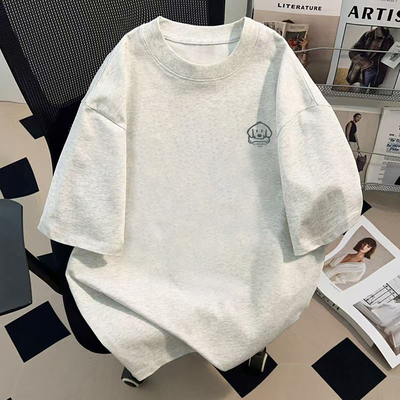 纯棉短袖t恤小狗印花上衣通用简约校园百搭休闲慵懒风T恤夏季新款