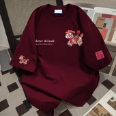 t恤女2026新款 夏季 美式 纯棉马年吉祥短袖 高街宽松半袖 设计感体恤