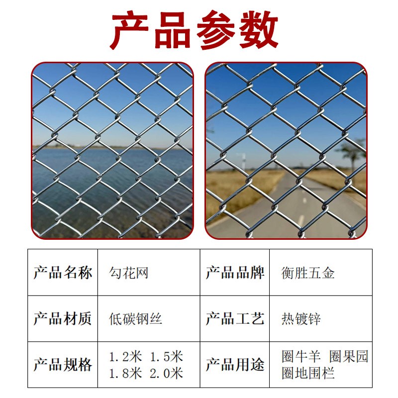 镀锌铁丝网养殖防护网围栏栅栏户外钢丝网果园鱼塘勾花网养鸡铁网
