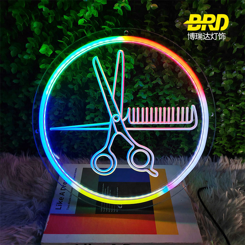 理发店LED霓虹发光字招牌