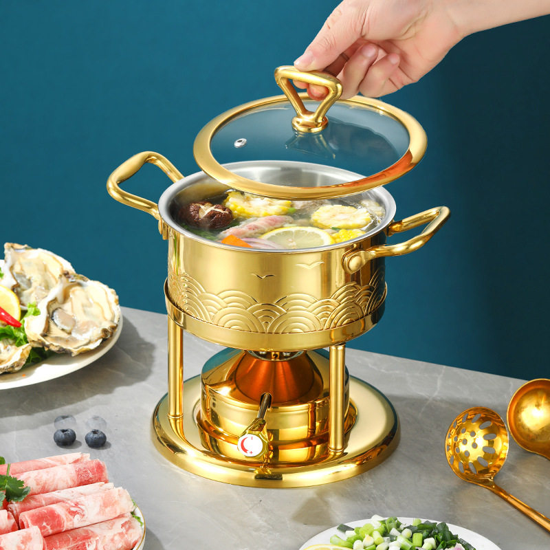 高端家用304一人一锅小火锅 的锅充气炉子涮锅户外锅具单人小火锅