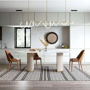 岩板餐桌轻奢风家用小户型大理石长方形现代简约伸缩折叠饭桌椅子