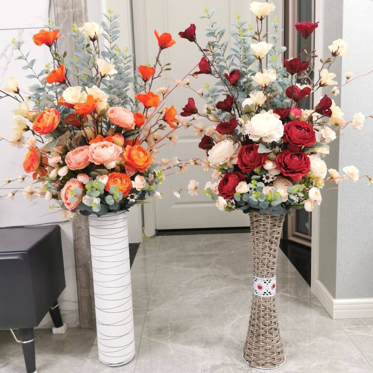 客厅落地假花玫瑰花花居家新房装饰绢花摆件室内花艺插花新款