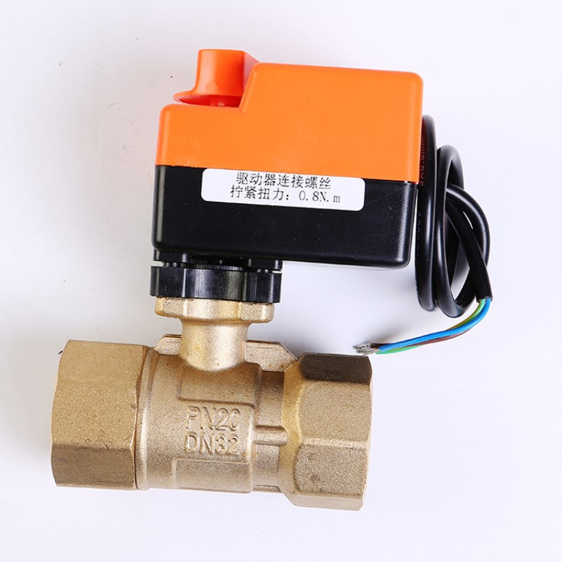 PN20DN32平底电动球阀带手动开关二通阀手自一体内螺纹阀体