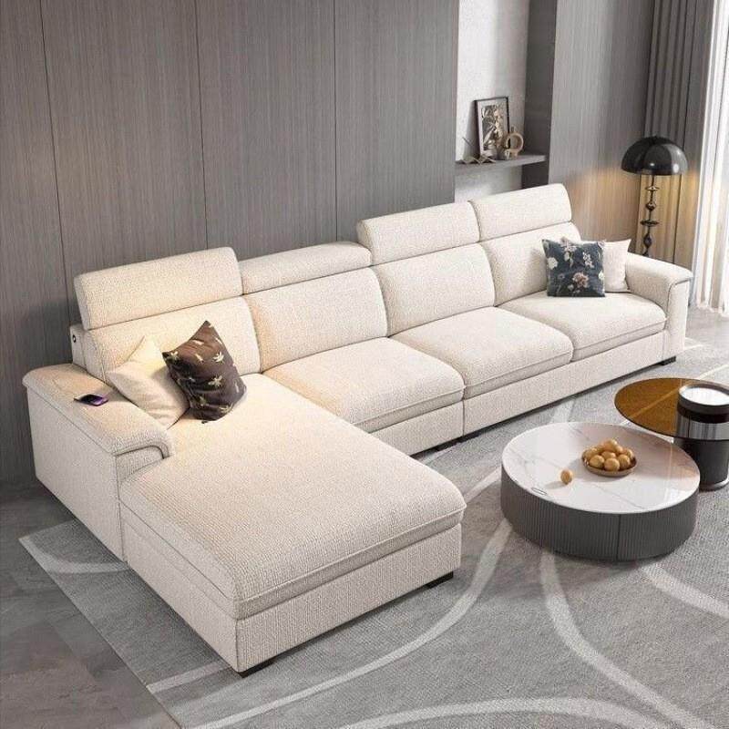 棉麻布艺沙发直排奶油风简约沙发客厅大小户型贵妃组合猫爪皮沙发