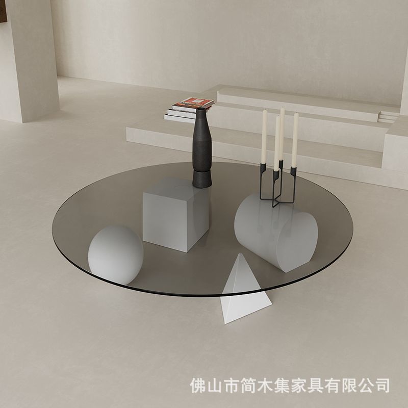 【简约大气】创意轻奢钢化玻璃茶桌客厅圆型茶几极简约现代桌子