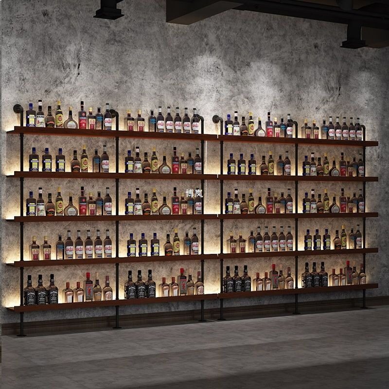 酒吧餐厅吧台壁挂落地全套酒架