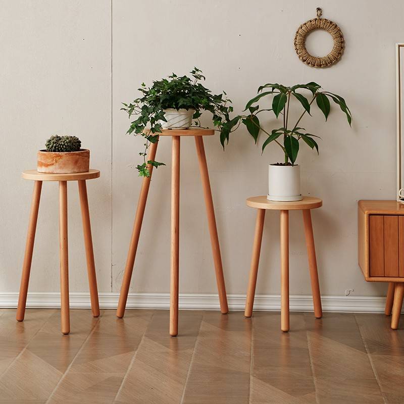 置榉木奢盆栽摆件盆架子室花阳台花架内吊95363木客轻厅实物落地