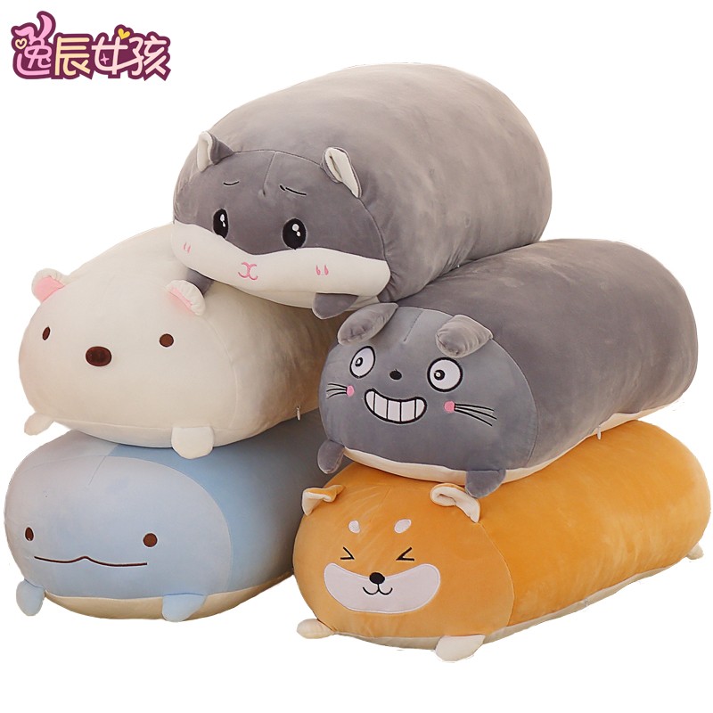 新爱仓具龙娃娃款可公玩71562体懒恐软长人绒睡觉鼠抱枕枕毛仔头