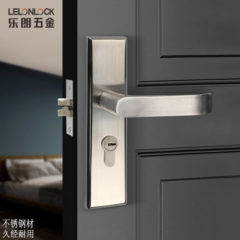 工厂批发不锈钢面板锁 大门加厚面板防盗门把手锁 家用通用型锁具