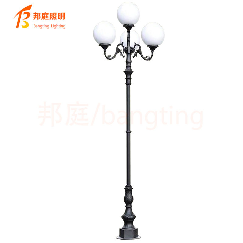 欧式仿古路灯铝材花园别墅景观小区工厂庭院2头弯六角3.5米庭院灯
