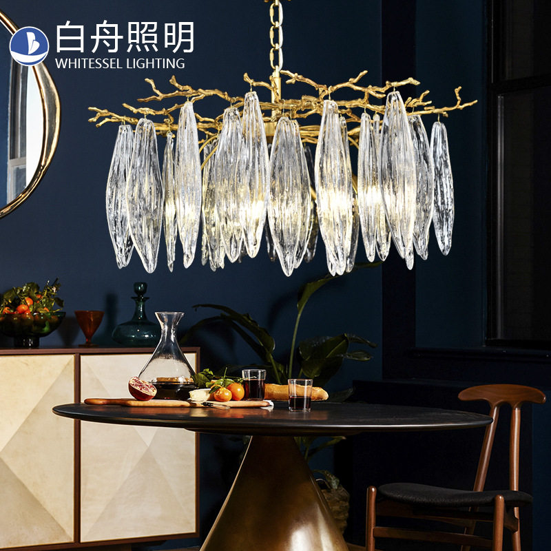 咖啡厅吧台吸顶灯全铜现代K9水晶客厅吊灯个性餐厅艺术树枝灯具厂