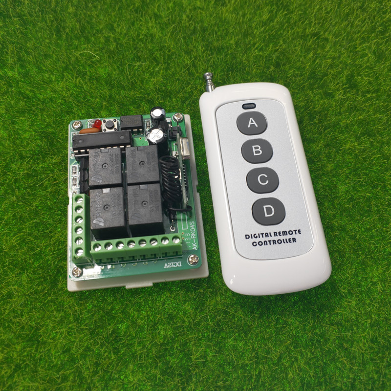 新款四键遥控学习型老款直流DC12V4路尾板LED灯具门禁电机控制器