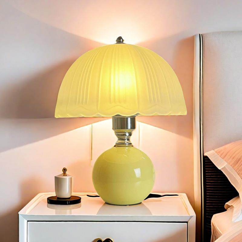 水母台灯卧室床头灯北欧高级感中古法式浪漫田园奶油风氛围小夜灯