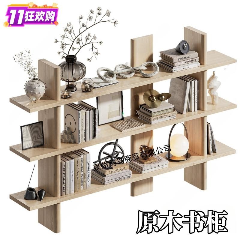 北欧烤漆书架实木多纳书柜一体靠墙展示柜架意式极简风陈列柜包邮