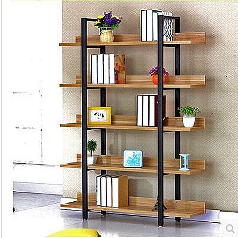 厂家批发供应新品隔板铁艺木架儿童置物架 简约钢木书架书柜收纳