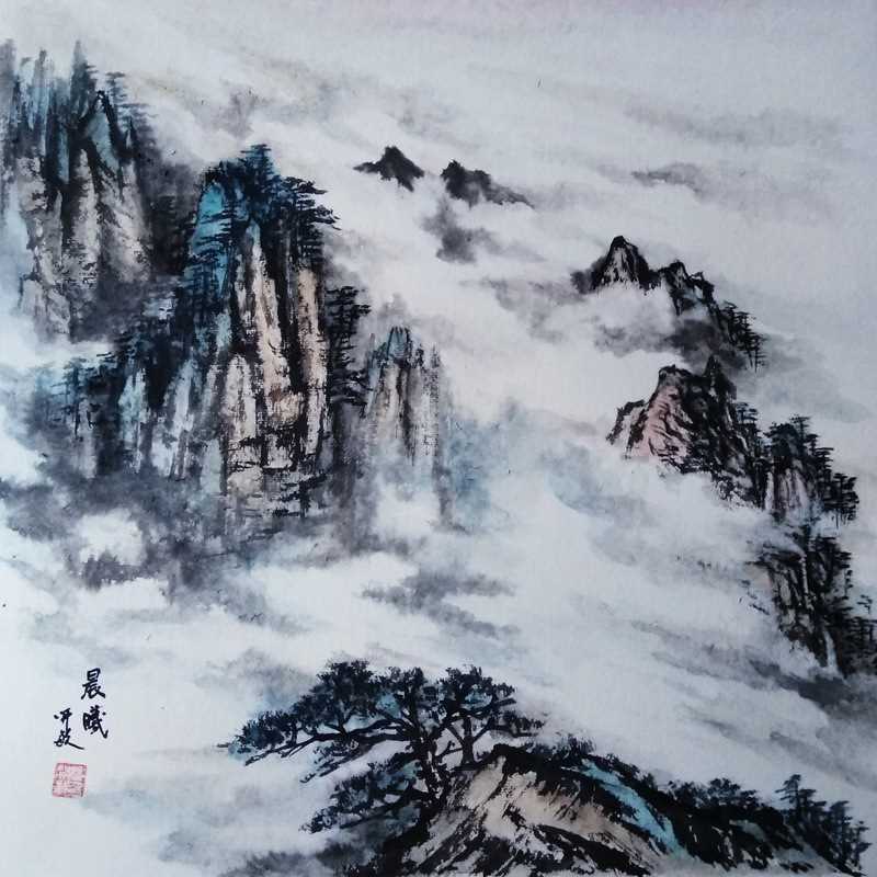 楼开敏大师国画山水画横幅清绿山水墨缘斋文化书画艺术家居装