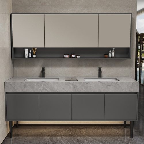 落地浴室柜组合公共厕所洗漱台双盆可可订洗手盆洗新品卫生间双人