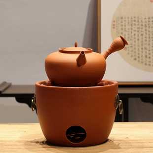 围炉煮茶碳炉潮州红泥传统电陶炉家用朱泥煮茶壶炭电两用户外