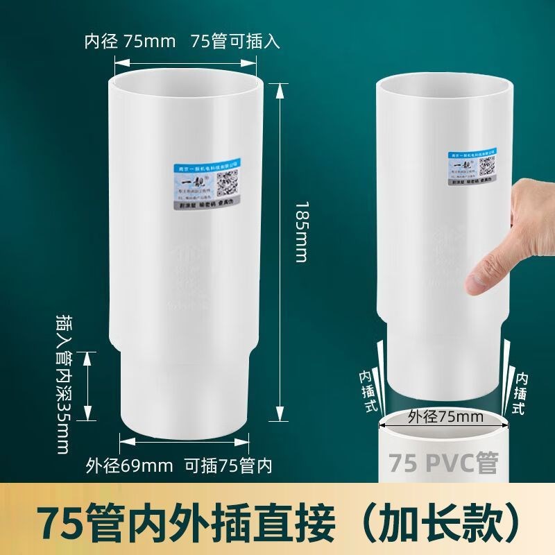 pvc110内插直接75/50排水管加长补心转接头下水管内外大小头配件