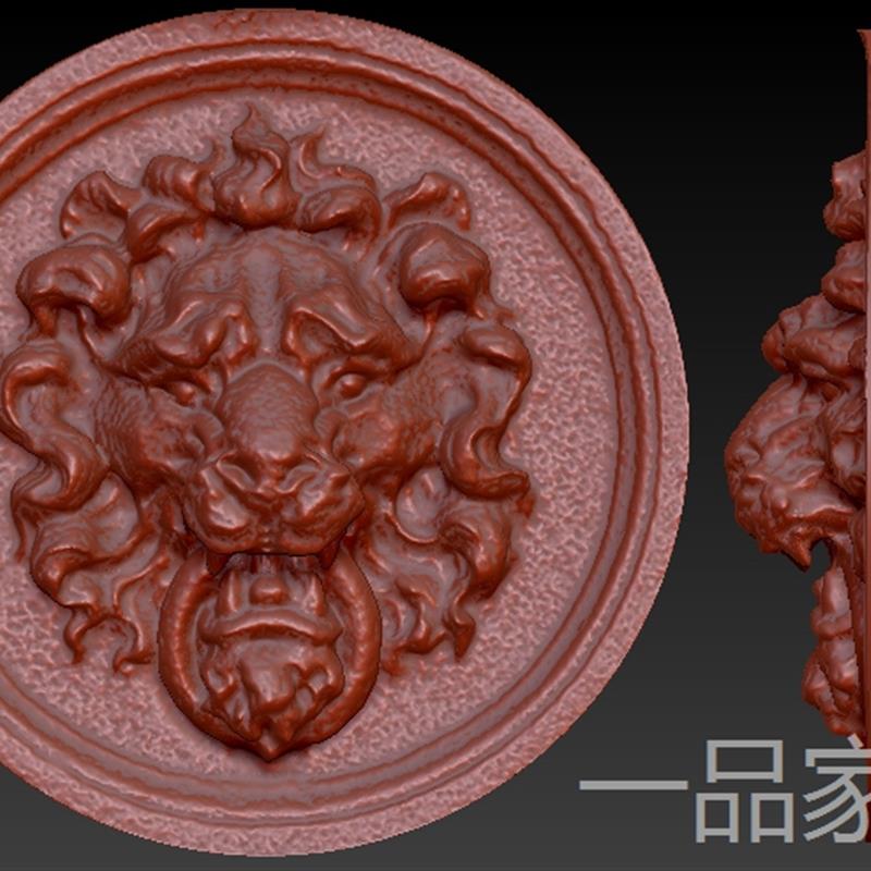 狮子头牌3d打印圆雕图精雕图核雕三维立体图stl模型
