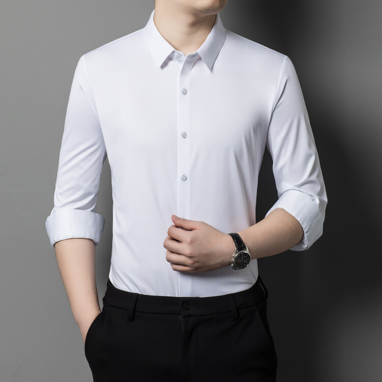 LUXURY PIG桑蚕丝无痕男衬衫长袖春秋中年爸爸休闲衬衣寸衫LS3388