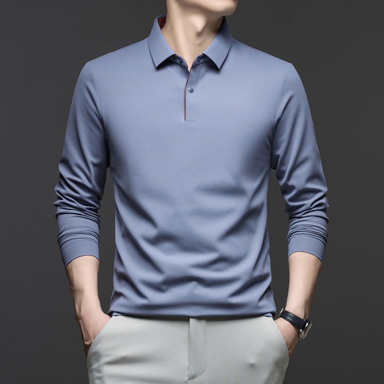 LUXURY PIG爸爸长袖t恤中老年人宽松休闲上衣中年男Polo衫男J9910