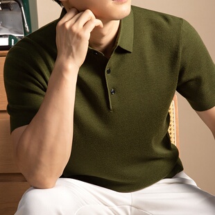 LUXURY PIG休闲纯羊毛衫男士薄款短袖t恤商务男装针织衫RR-MY501