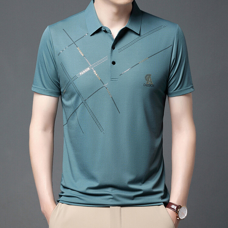 LUXURY PIG夏季翻领短袖t恤男中青年爸爸装半袖休闲Polo衫8030