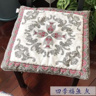 坐垫榻榻米沙发垫中式 餐椅垫双面椅子垫四季 手工布艺富贵有鱼