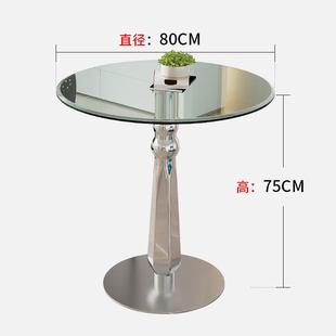 玻璃桌子家用小户型阳台商用接待餐桌洽谈桌椅组合钢化玻璃小圆桌