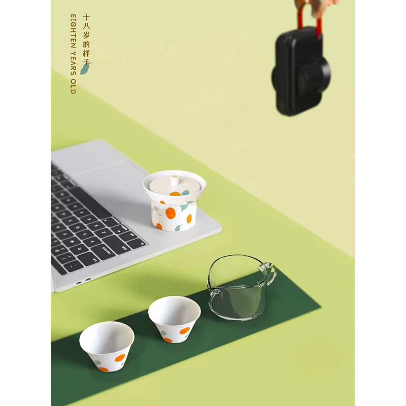 现代景德镇陶瓷功夫茶具户外旅行套组泡茶器便携快客杯盖碗新中式