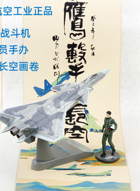 特尔博1:72歼20合金战斗机J20飞机模型仿真手飞行员画卷套装