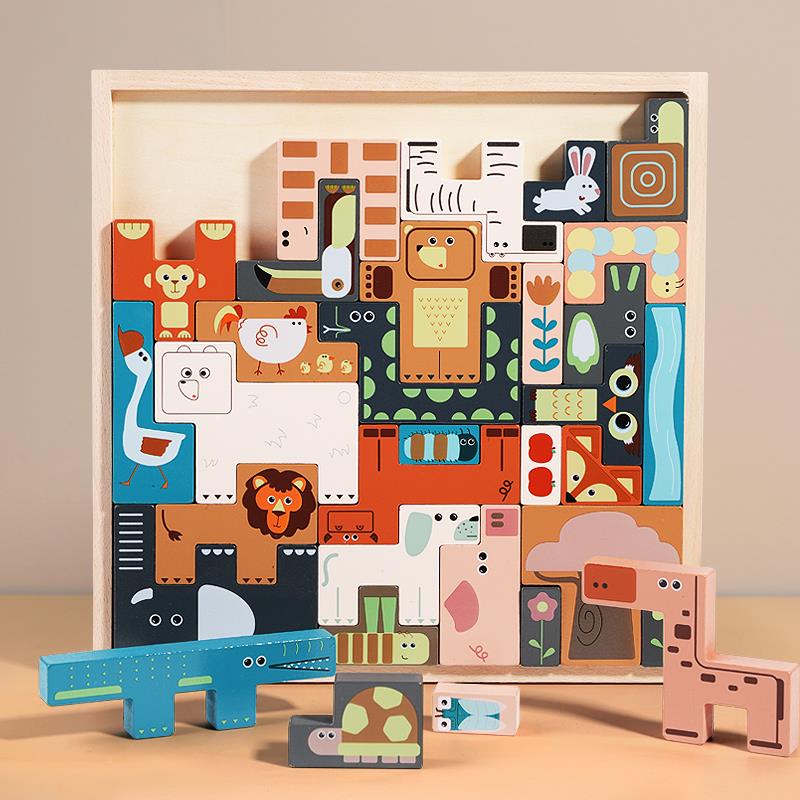 体动方物罗斯积木块3立拼儿童图益女动脑245005--4到6岁3男俄智D