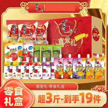 喜之郎喜爱礼零食大礼包果冻海苔组合装团圆礼送人过节1833g*1箱