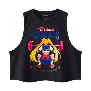 “美少女壮士”健身背心训练女短款上衣美式crossfit运动罩衫速干