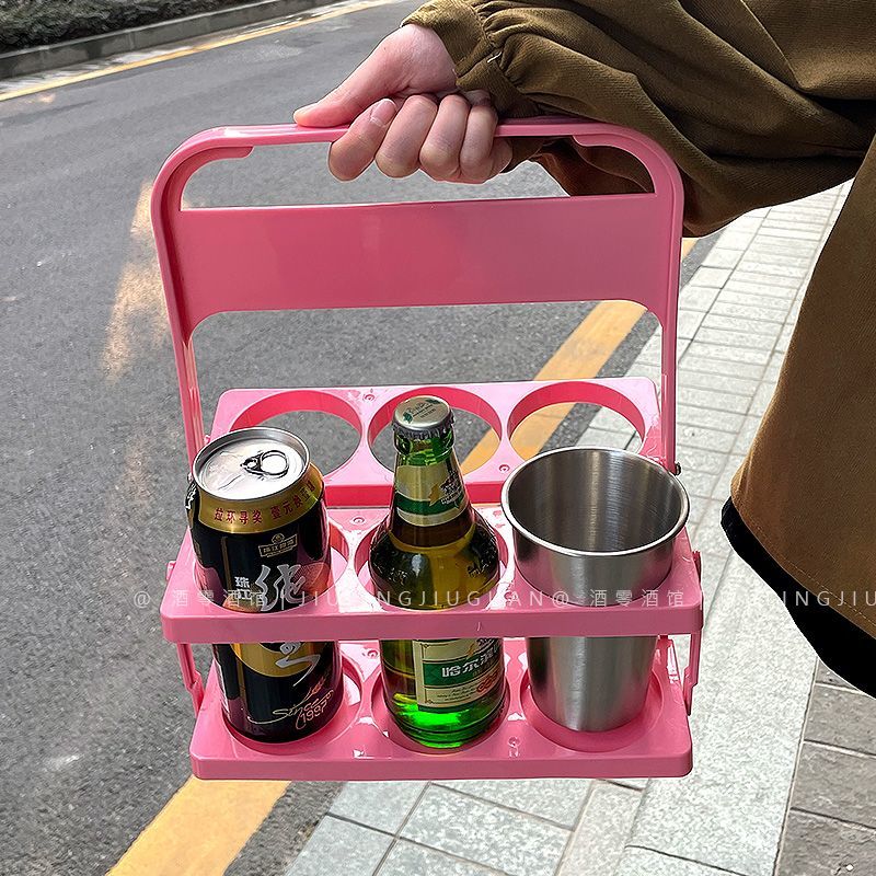 户外露营酒水手提收纳篮野餐饮料提手美食拍摄便携折叠道具篮