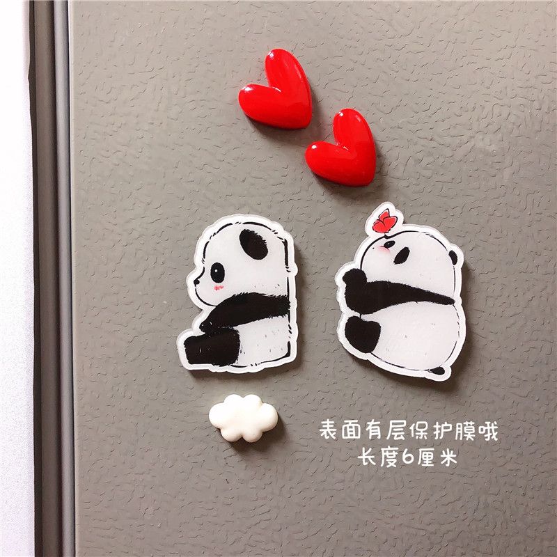 迷你精致卡通亚克力胖大熊猫创意冰箱贴居家装饰小饰品