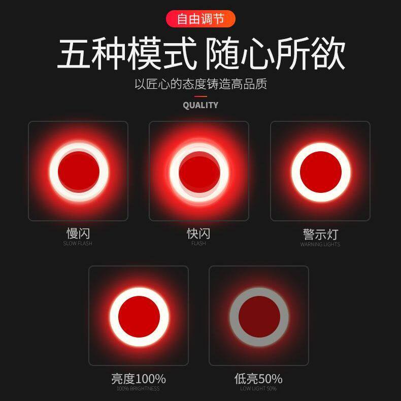 山地公路单车夜骑可充电心形自行车警示尾灯