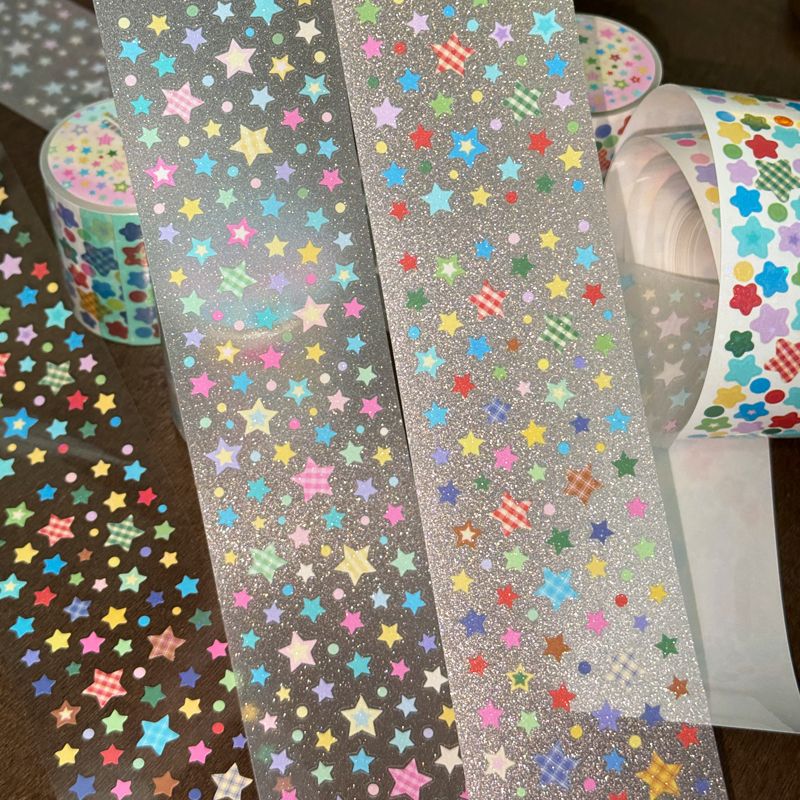 缤纷星星盐系基础模切胶带菜菜瑄瑄手帐素材小鼻嘎贴纸实用卷款