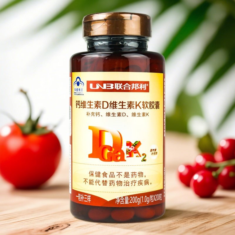 联合邦利牌钙维生素D维生素K软胶囊200粒补钙中老年液体钙维D钙VD