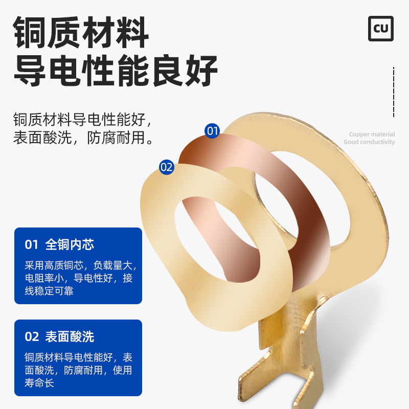 圆形接线片M3/4/5/6/8/10/12接地环线耳冷压裸端子快速Z汽车接插