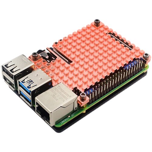树莓派4B 纯铜制马甲散热器散热片亚克力底板外壳送导热垫CNC工艺
