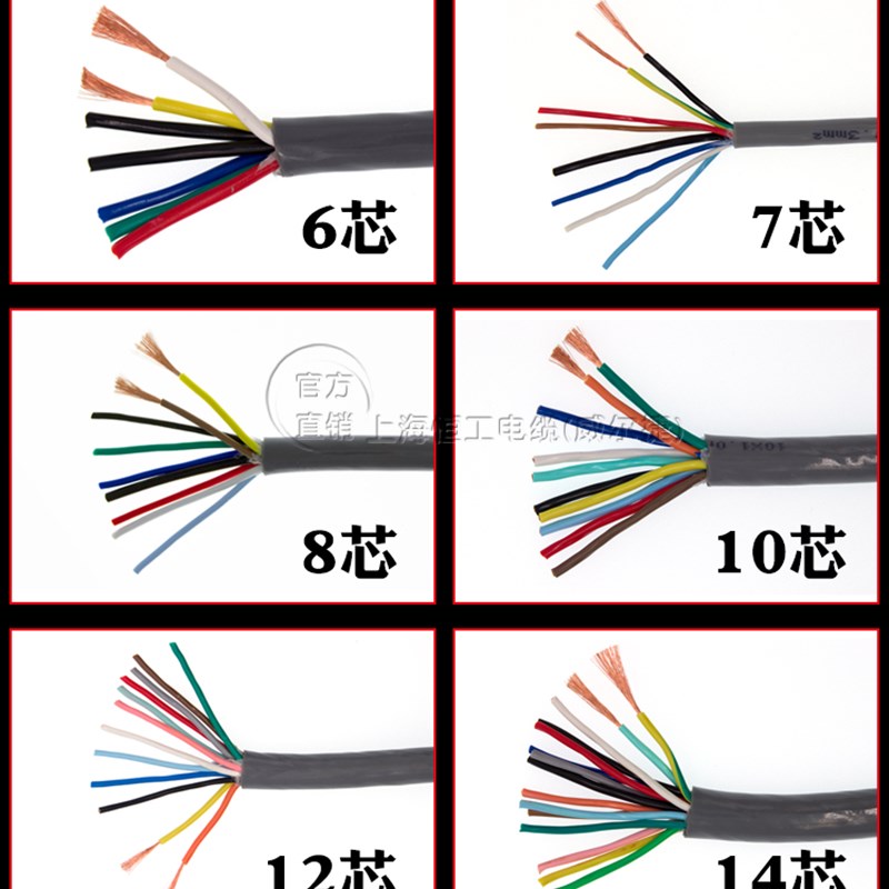 TRVV拖链e电缆678 10芯0.3 0.5 0.75 1.5平方铜芯高柔性坦克链电