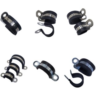 304不锈钢连胶条卡箍R型带胶喉箍汽车减震卡箍 电线电缆绝缘线夹